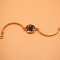 Gilded Round Azure Floral Resin Cuff Bracelet