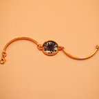 Gilded Round Azure Floral Resin Cuff Bracelet