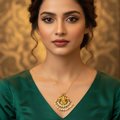 Laxmi Pendant Invisible Wire Necklace(Red)