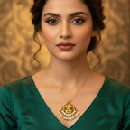 Laxmi Pendant Invisible Wire Necklace(Red)