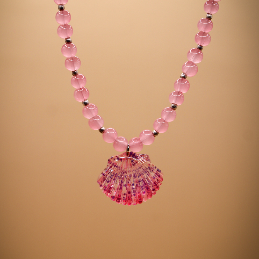 Pink Seashell Treasure Drop Necklace