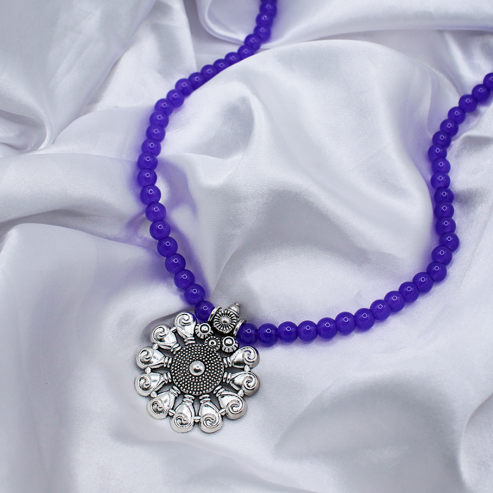 Amethyst Blossom Mandala Pendant long Necklace