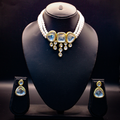 Rajwadi Kundan Pearl Choker Jewellery Set