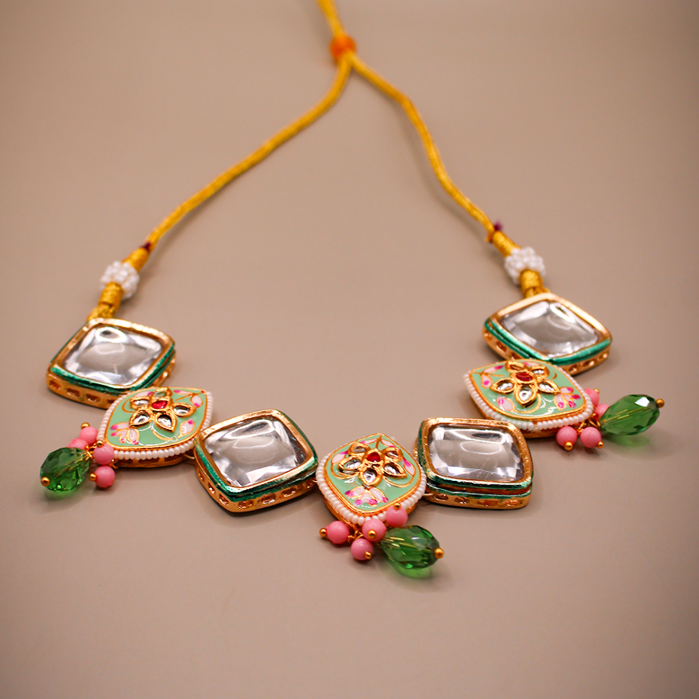 Mint Chauki Mahal Kundan Jewellery Set