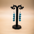Wire Wrapped Blue Beaded Dangle Earrings