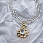Triple Strand Kundan-Pearl Sunburst Necklace