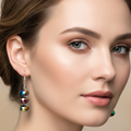 Wire Wrapped Multicolor Crystal Dangle Earrings