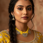 Silver Chandra Bali Silk Thread Yellow Choker Necklace
