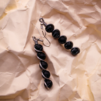 Wire Wrapped Black Beaded Dangle Earrings