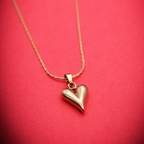 Mirror Finish Puffed Golden Heart Pendant anti-tarnish