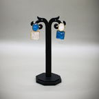 Sapphire Block Squared Glossy Drop Earrings