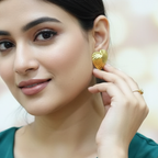 Wave Heart Golden Stud Earrings