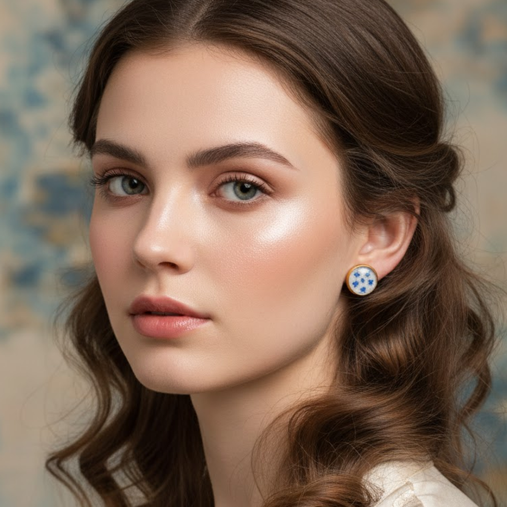 Azure Bloom Resin Stud Earrings