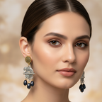Dual Tone  Oxidized Elephant Dangle Earrings