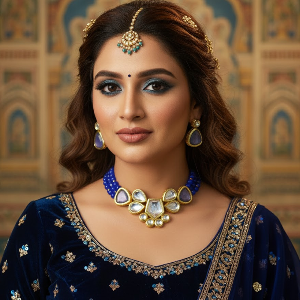 Peacock Plume Kundan Choker Set