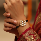Golden-Black Floral Mangalsutra Bracelet