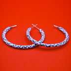 White-Black Mosaic Hoop Earrings