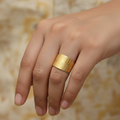 Golden Textured Cuff Ring anti-tarnish