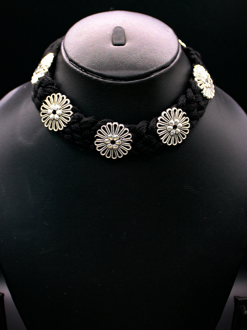 Chandra Phool Silk Thread Patwa Choker Necklace