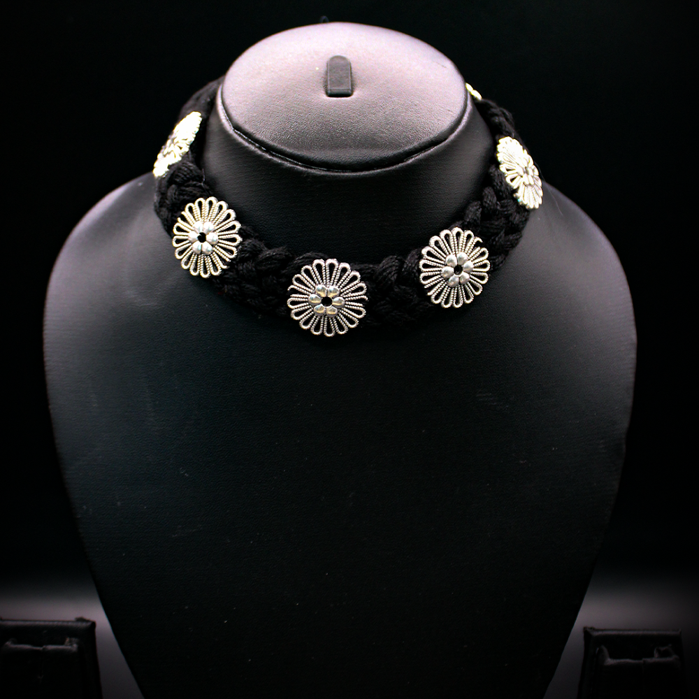 Chandra Phool Silk Thread Patwa Choker Necklace