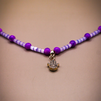 Hand Charm Silver-Purple Beaded Anklets