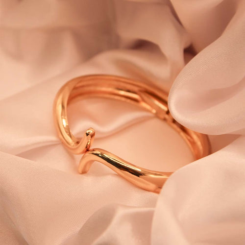 Sculpted Serpentine Golden Cuff Bracelet