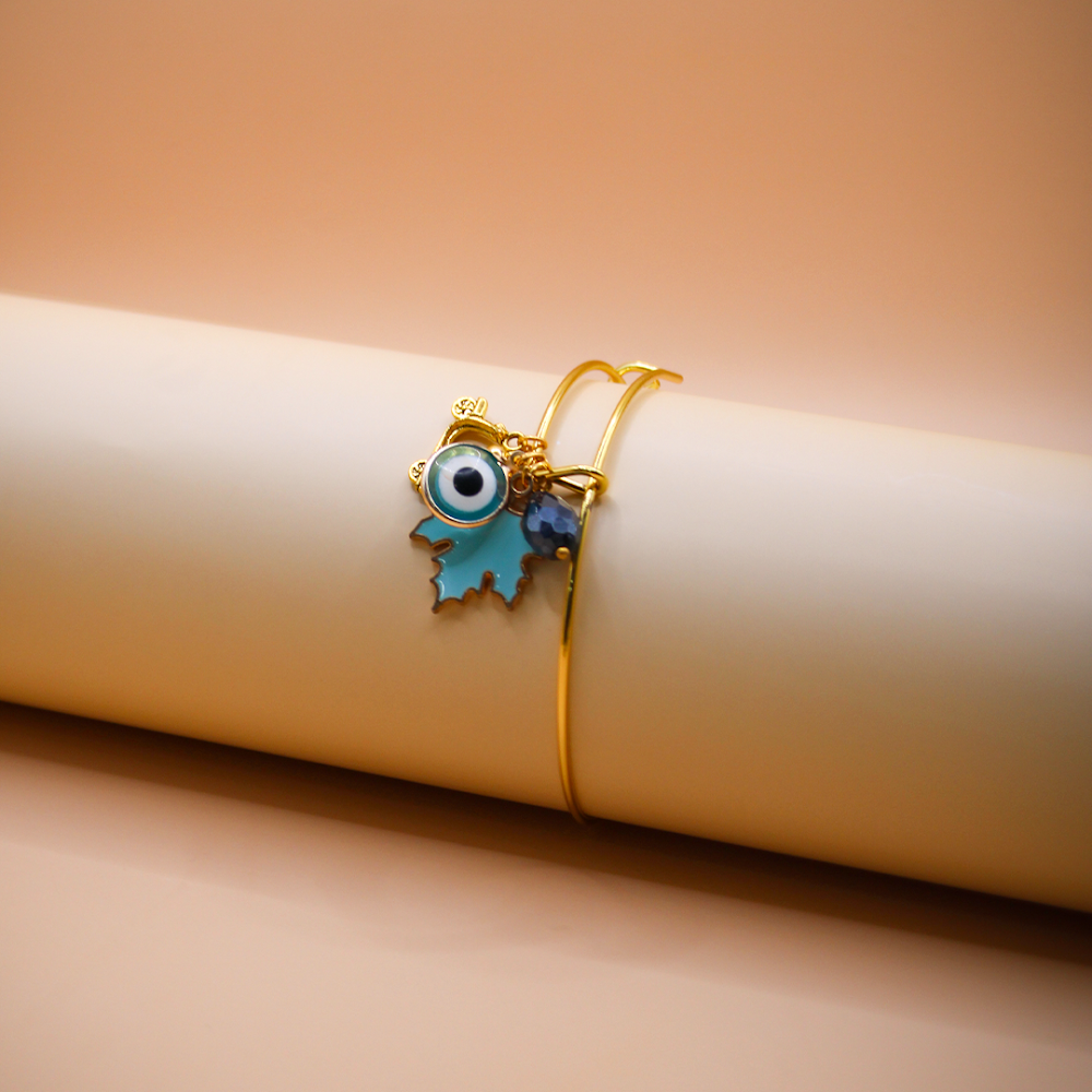 Azure Leaf Golden Charms Bracelet