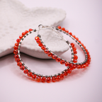 Orange Beaded Hoop  Earrings