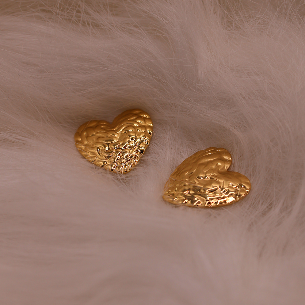 Hammered Heart Stud Earrings