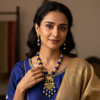 Indigo Polished Elephant Tassel Jewellery Set