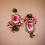 Rani Pink Floral Bell Drop Jhumka Earrings