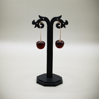 Wine Red Polished Cherry Drop Earrings
