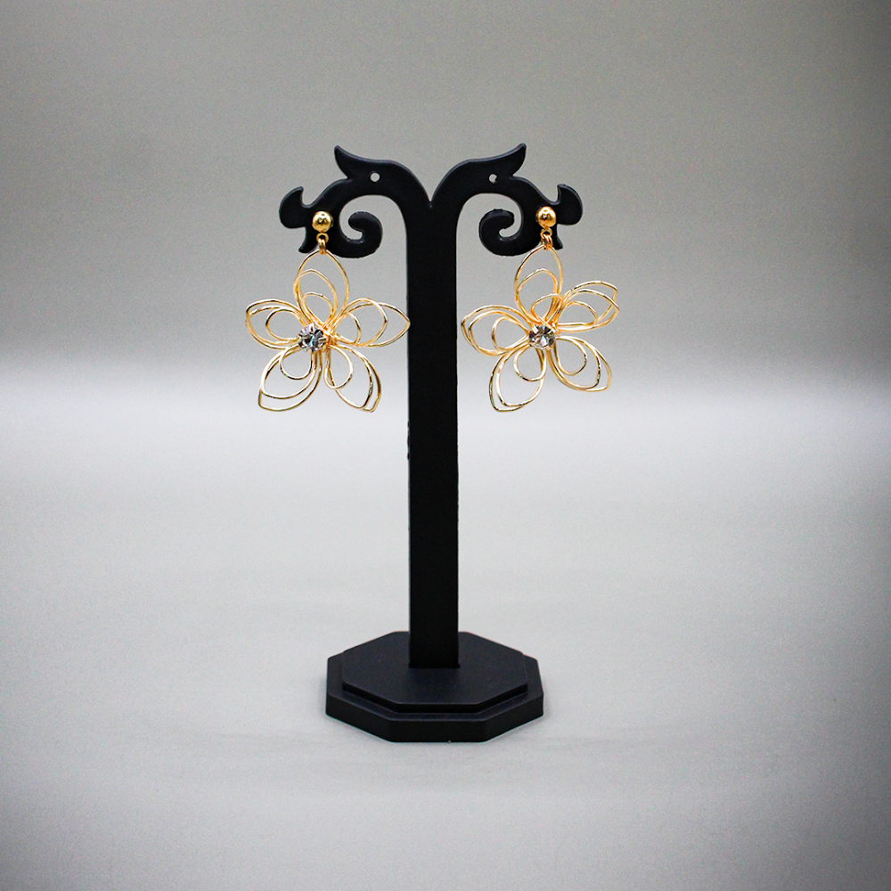 Gold Wire Lotus Polished Dangle Earrings