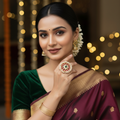 Heavy Red Kundan Pearl Bordered Adjustable Ring