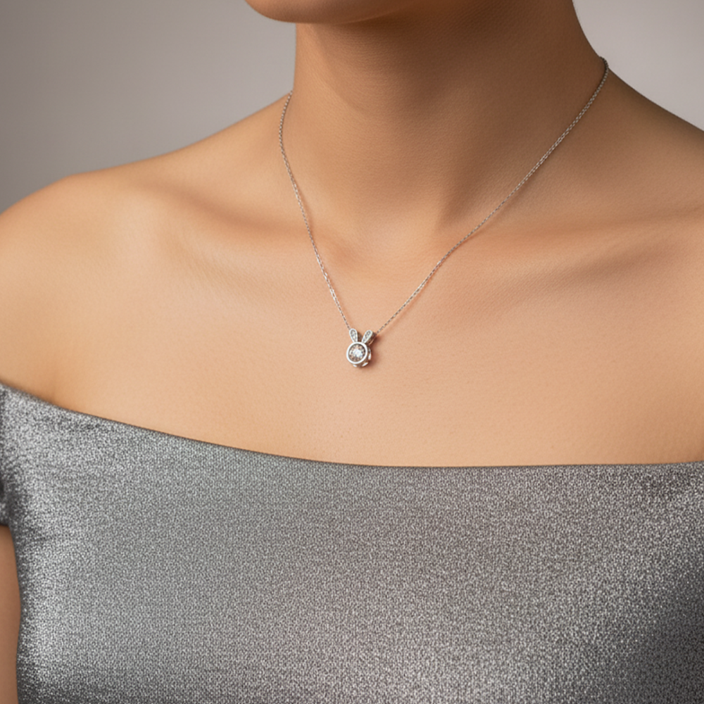 Silver Dust Moon Bunny Pendant anti-tarnish