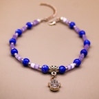 Hand Charm Silver-Violet Beaded Anklets