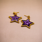 Twinkling Purple Star Dangle Earrings