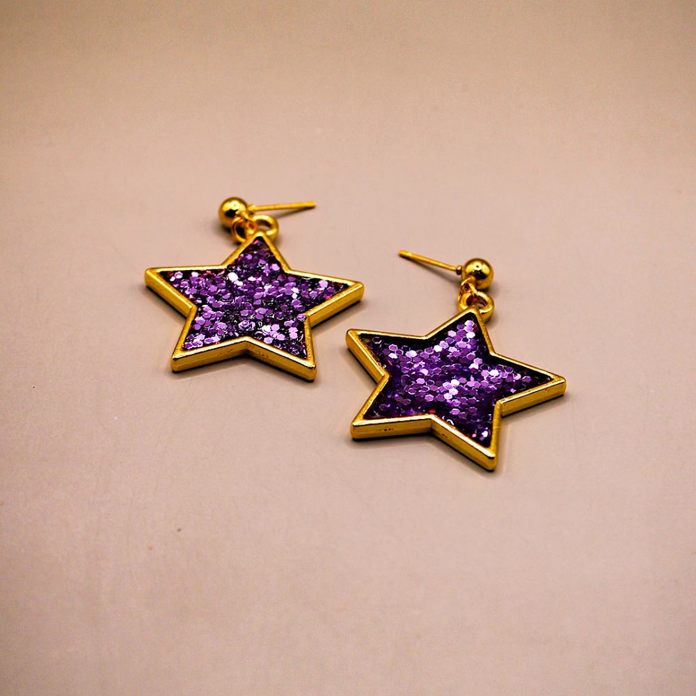 Twinkling Purple Star Dangle Earrings
