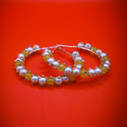 White-Yellow Pearl Hoop Earrings