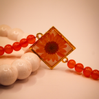 Marigold Resin Floral Beaded Bracelet
