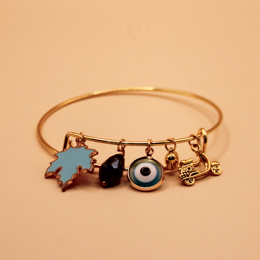 Azure Leaf Golden Charms Bracelet