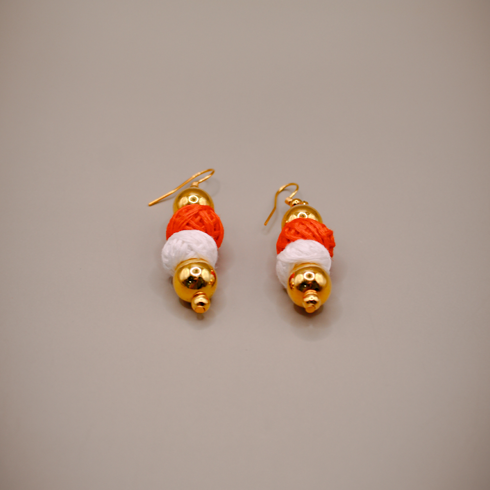 Surya Chakra Murli Orange Thread Jewellery Set