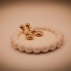 Contemporary Golden Pebble & Pearl Dangle Earrings