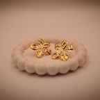 Hammered Petal Golden Statement Studs