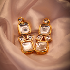 Irregular Kundan Cut Dangle Earrings