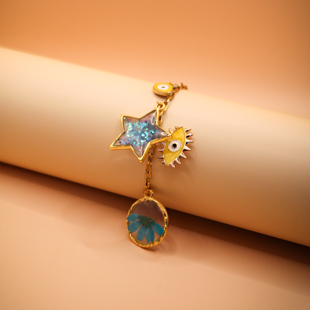 Golden Mystic Eye Resin Charms Bracelets