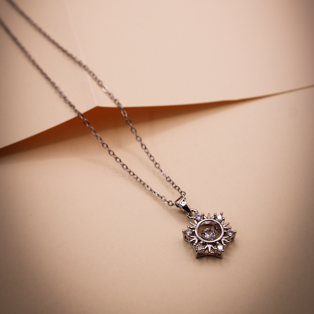 Sterling Halo Starbust Silver Pendent anti-tarnish