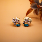 Aqua Seashell Mixed-Finish Stud Earrings