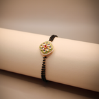 Golden-Black Green Rounded Square Mangalsutra Bracelet