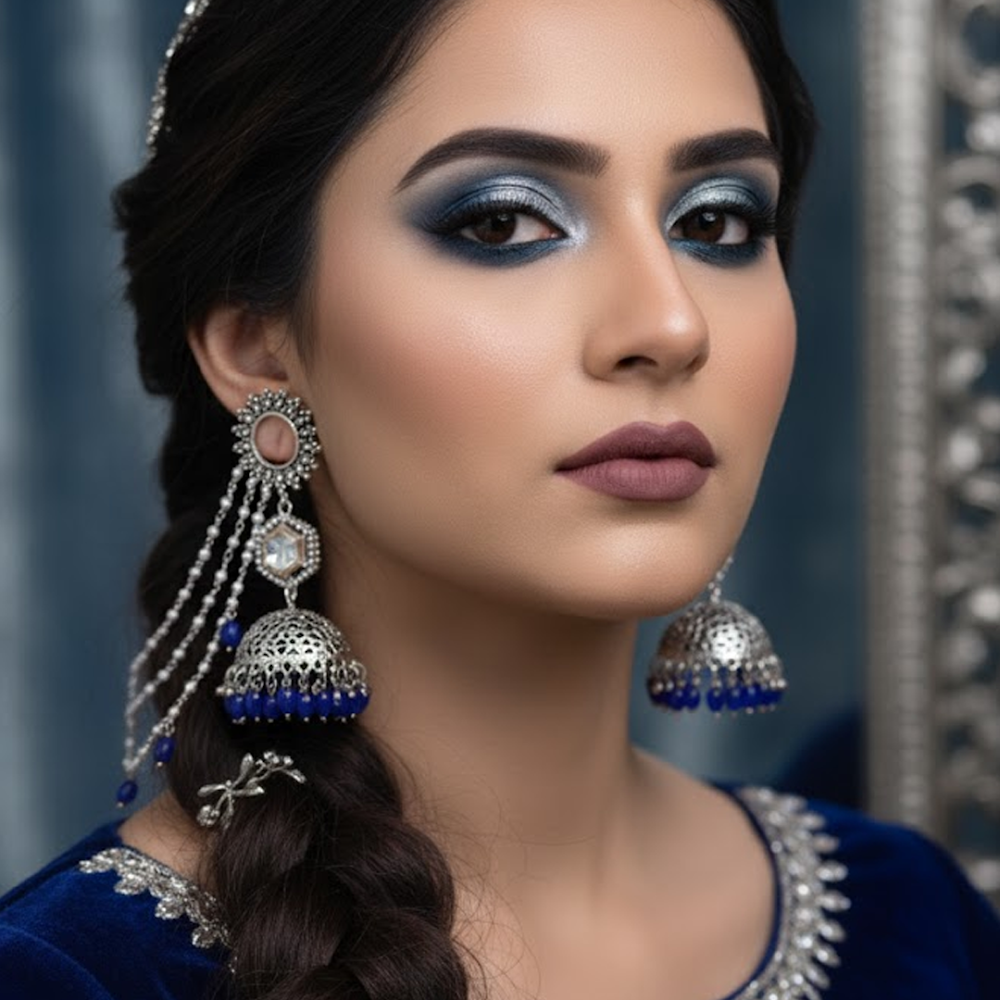 Royal Sapphire Grandeur Jhumka Earrings